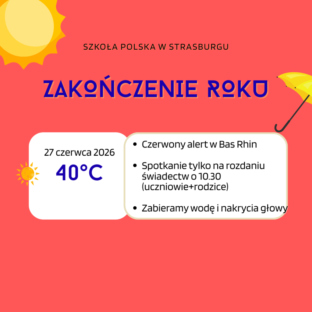 ZAKOŃCZENIE ROKU – ZMIANA ORGANIZACJI!